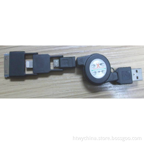 High Quality Colorful Retrackable USB Cable, Flexible USB Data Charger Cable for iPhone